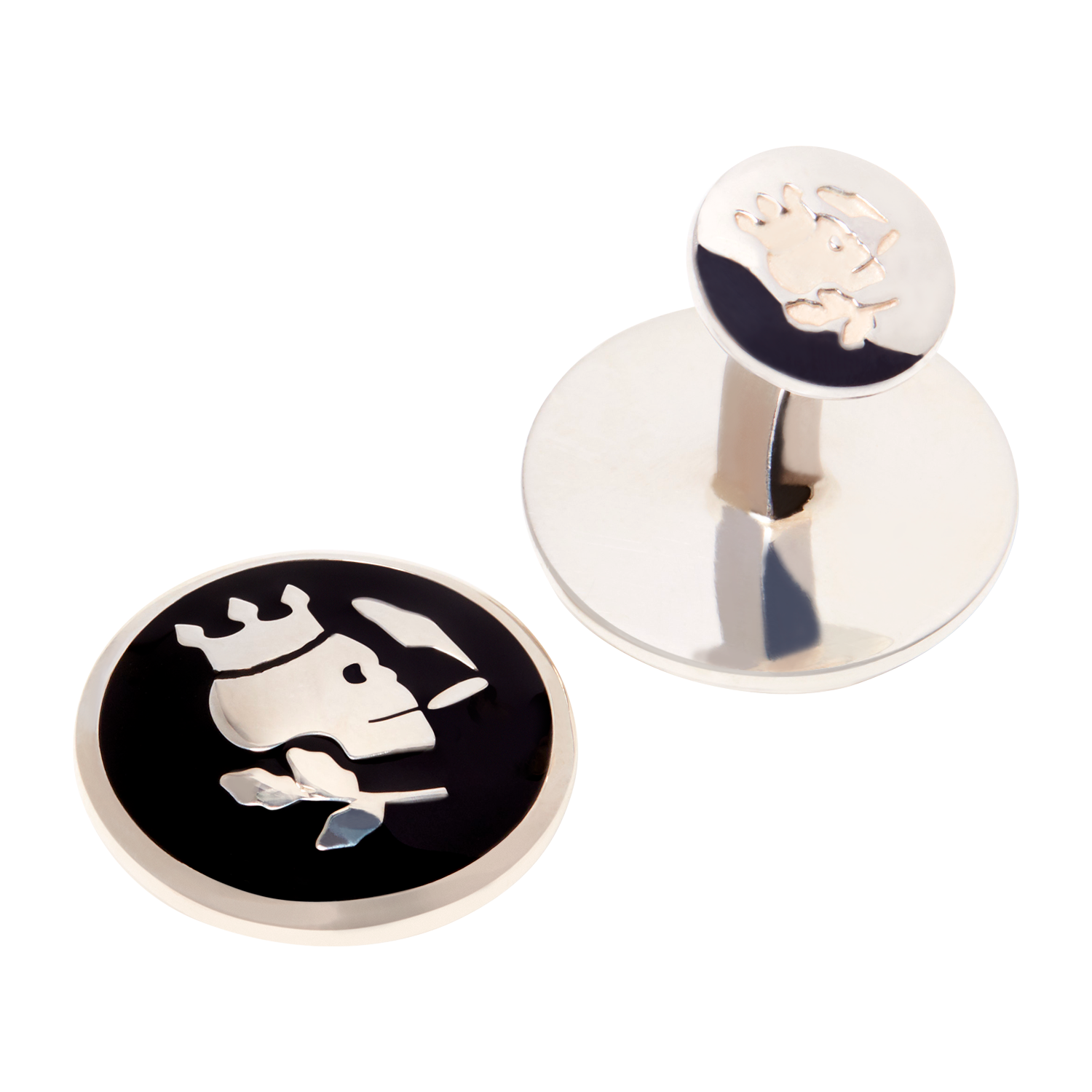 Smoking Skull Cufflink Front x 1 - duncanquinn