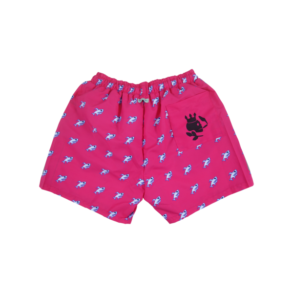 Robot Shark Swim Trunks | Pink - duncanquinn