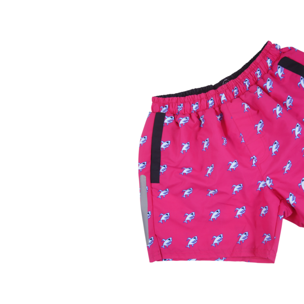 Robot Shark Swim Trunks | Pink - duncanquinn