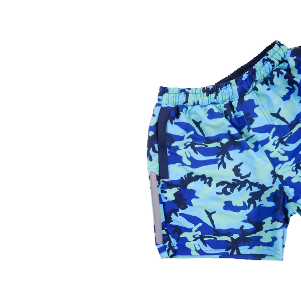 Duncan Quinn Camo Swim Trunks Blue