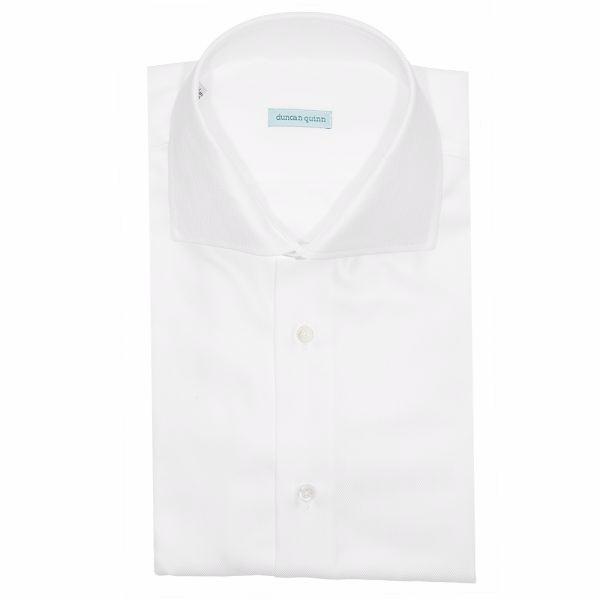 The Herringbone Dress Shirt | White - duncanquinn