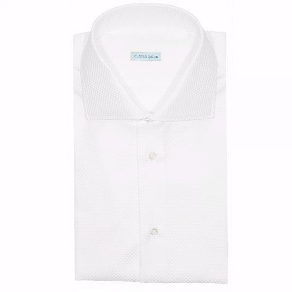 Men's Dress Shirt | White Dobby French Cuff Shirt | Duncan Quinn Men's Dress Shirt | White Dobby French Cuff Shirt | Duncan Quinn